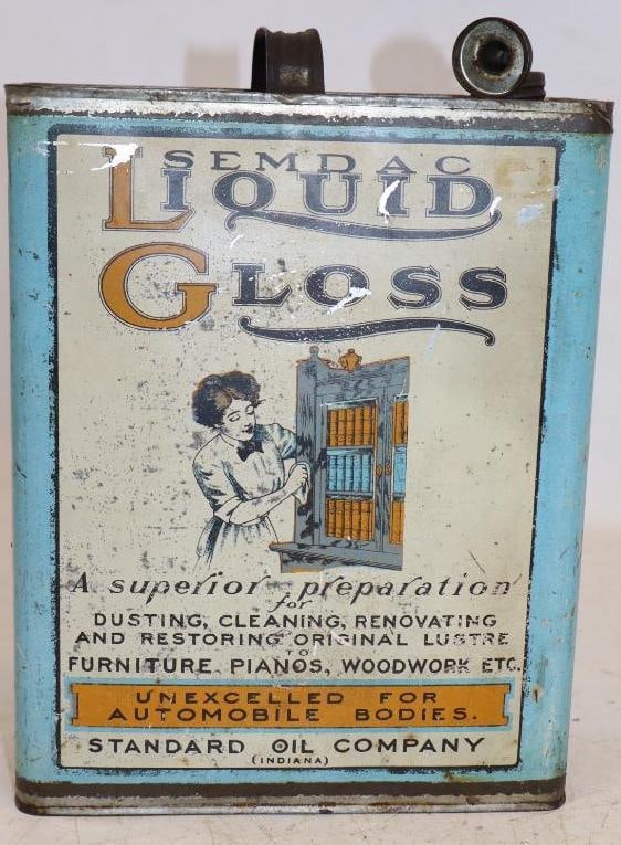 Standard Oil Company of Indiana Semdac Liquid Gloss Slim One Gallon Oil can (1 of 3)