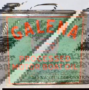 Galena Motor Boat Slim One Gallon Oil Can: Empty. 9" x 9" x