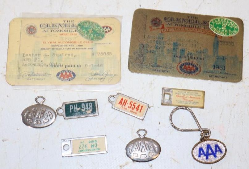 Group of 9 AAA Members Cards, Charms, & License Plate Keychains (1 of 5)