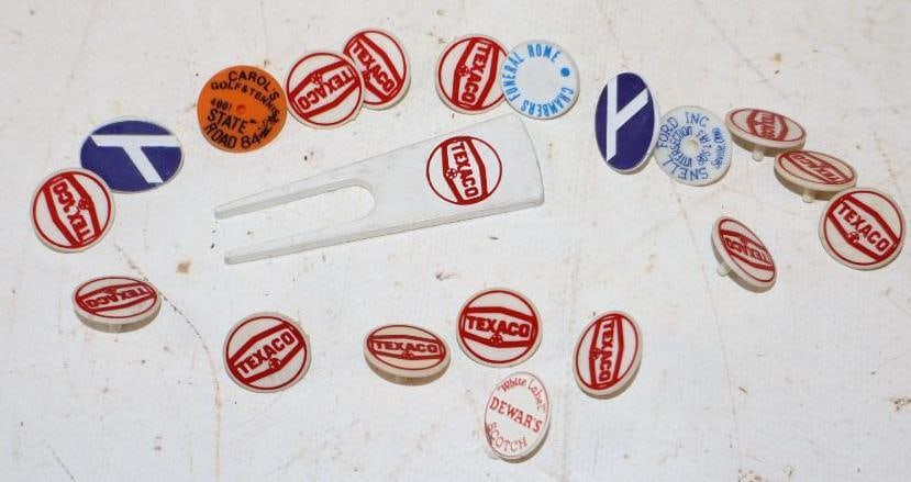 Group of 20 Texaco, Ford & Other Golf Ball Markers & Divot Repair Tool (1 of 5)