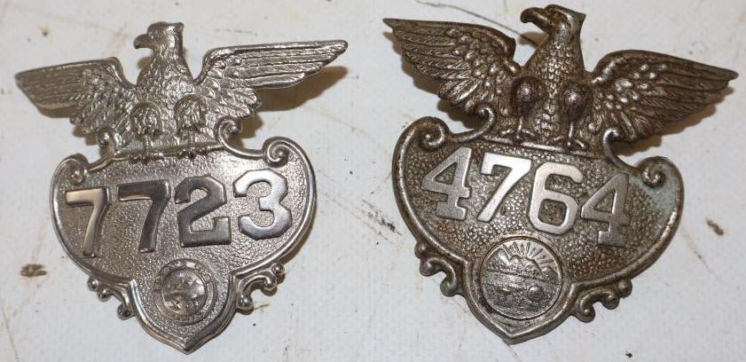 Group of 2 Vintage Cleveland Police Hat Badges: 2.75" x 2.5" each