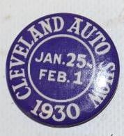 1930 Cleveland Auto Show Pinback Badge: 1.25" x 1.25"