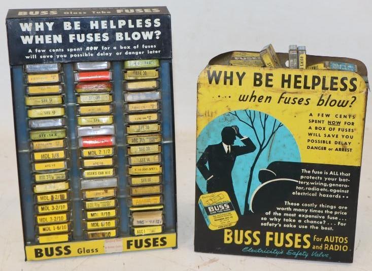 Group of 2 Buzz Fuses Advertising Countertop Displays: Largest is 6" x 4" x 9.5"