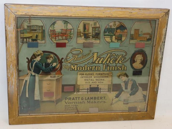 Pratt & Lambert Varnish Makers Color Sample Cardboard Framed Advertising Sign (1 of 5)