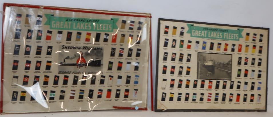 Group of 2 Sherwin Williams Marine Paint & Varnish Matted Advertising Posters: 21" x 30.5" each