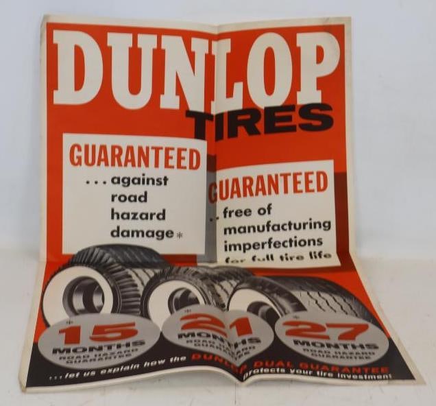 N.O.S. Dunlop Tires Dual Guarantee Advertising Poster: 24" x 36"