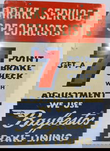 Ray Bestos Brake Lining Double Sided Metal Advertising Sign: 24" x