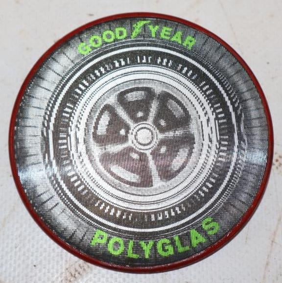Goodyear Polyglas Holographic Tire Pinback Badge: 3" x 3"
