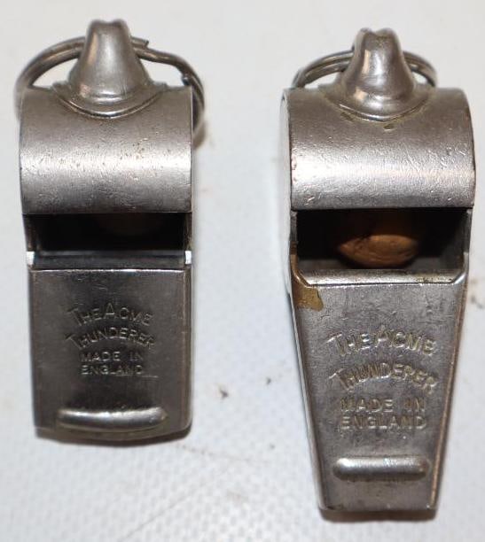 Group of 2 The Acme Thunderer Whistles: Largest is 1" x 2.25" x 1"