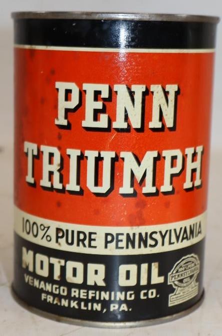 Penn Triumph One Quart Metal Oil Can: Full. 32oz
