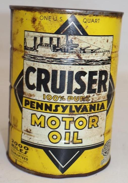 Cruiser (Ribbed) One Quart Metal Oil Can: Empty. 32oz