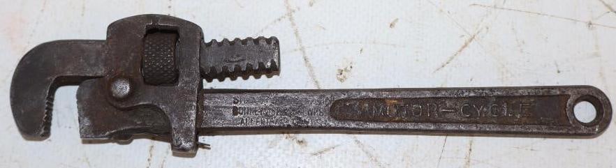 Embossed Motorcycle Wrench: 6" x 1.25"