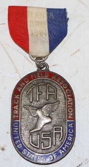 1927 United States of America Track & Field Association Cloisonne Pinback Badge: 1.5" x 4"