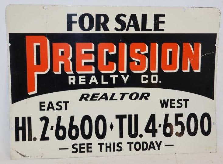 D.S.T. Precision Realty Company Double Sided Advertising Sign: 20" x 28"