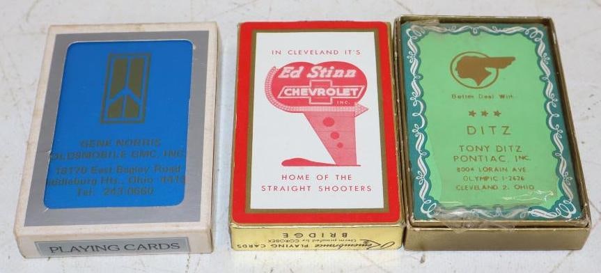 Group of 3 Chevy, Oldsmobile, & Pontiac Playing Card Decks: 2.5" x 3.75" each