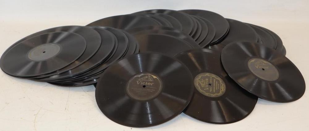 Group of 50 Victor Records: Largest is 12" x 12"