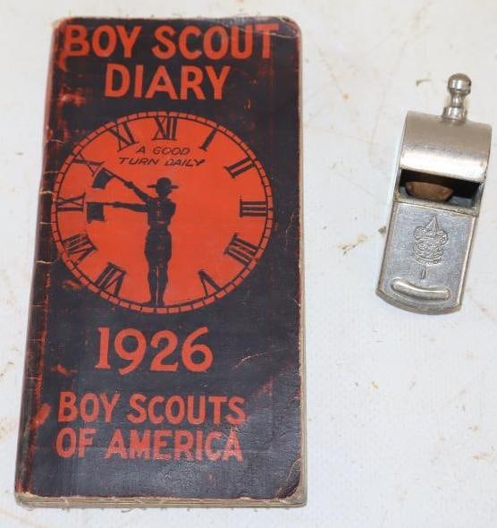 Group of 2 1926 Boy scout Diary & Whistle (1 of 2)