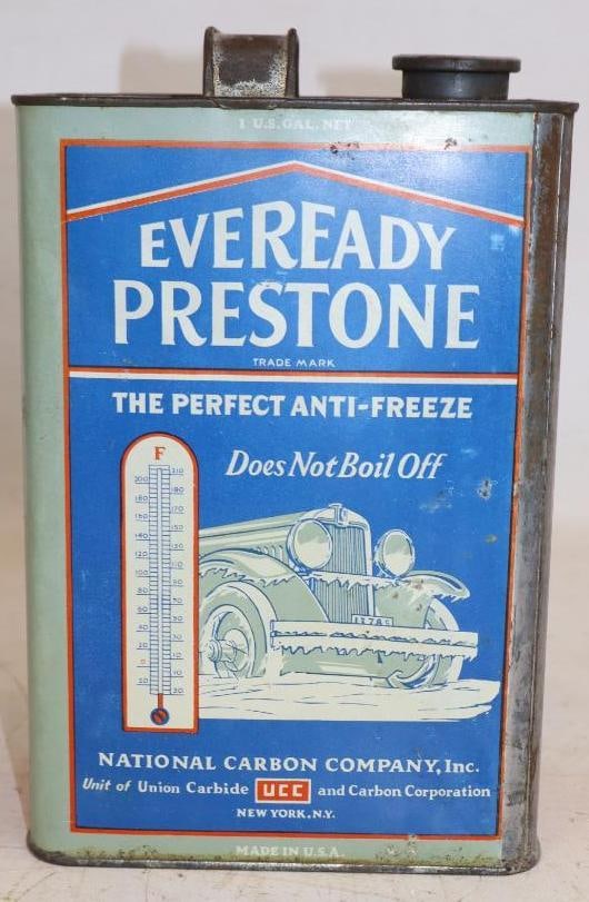 1920's Eveready Prestone One Gallon Antifreeze Graphic Oil Can (1 of 4)