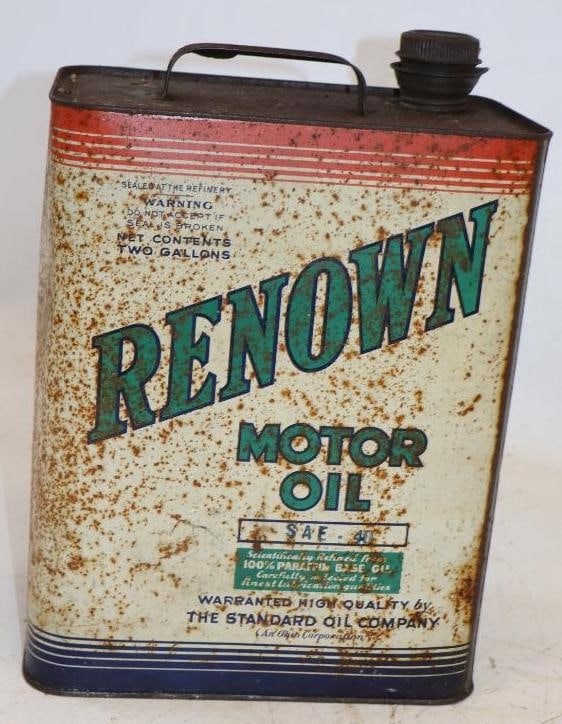 Standard Oil Company Renown Two Gallon Oil Can: Empty. 6" x 8.5" x 11"