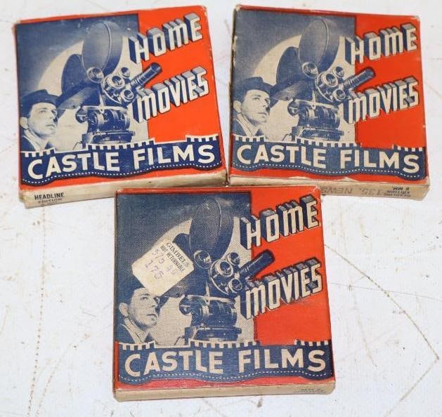 Group of 3 Castle 8 MM Home Movies in Original Boxes: 3" x 3" each