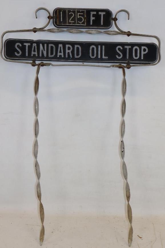 Double Sided Standard Oil Stop Embossed Sign: 20" x 27" x 1"