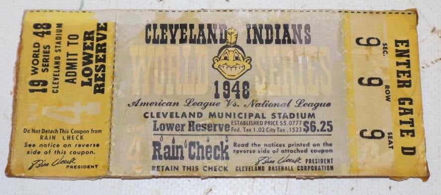 1948 Cleveland Indians World Series Ticket sec 9 row 9 seat 9 (1 of 2)
