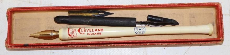 Cleveland Indians Bat Shaped Fountain Pen with Original Box: 6x.5x.5