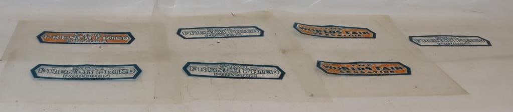 Group of 7 Star French Fried Popcorn Plastic Replacement Decals: 9x18 Each