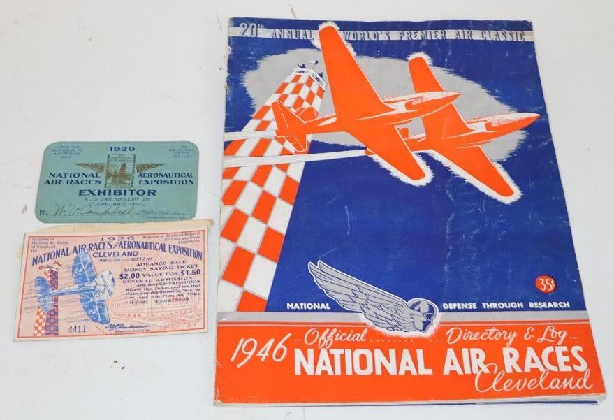 1920s/40s Group of 3 National Air Race Cleveland Ticket Program and Exhibitor Card (1 of 4)