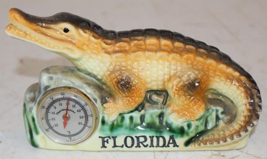 Florida Alligator Thermometer Vintage Souvenir: 5.75x2x3