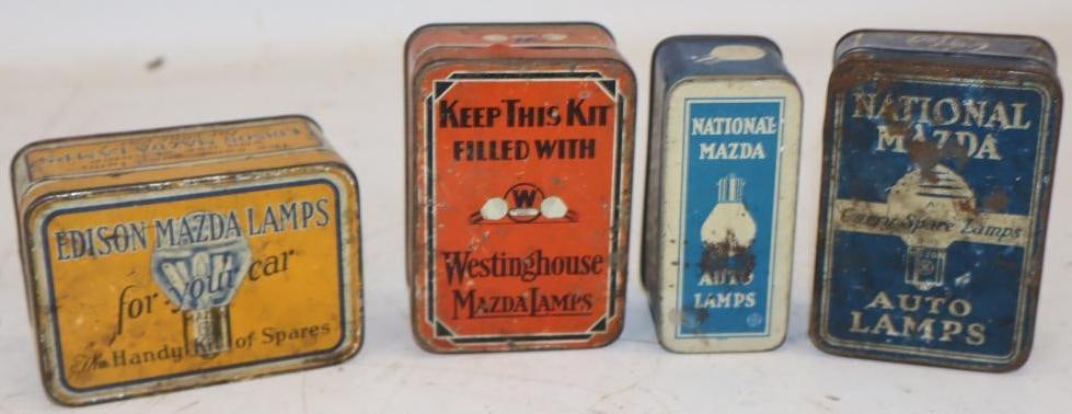 Group of 4 Mazda Auto Lamp Advertising Tins (1 of 2)