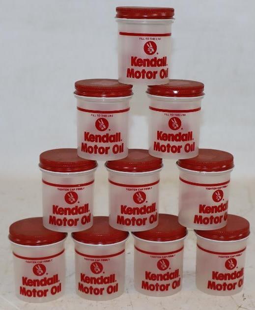 Group of 10 Kendall Motor Oil Plastic Jars with Lid: 2x2x2.5 Each