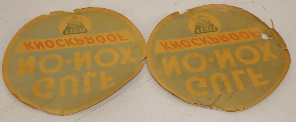 Group of 2 Gulf No-Nox Knox Prof Gas Pump Decals with Ethyl Logo: 10.5x10.5 Each, Both Decals Have Tears