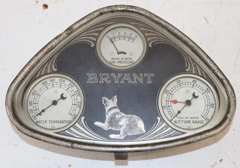 Bryant Art Deco Gas Water Boiler Cluster Gauge With Dog Graphics (1 of 3)
