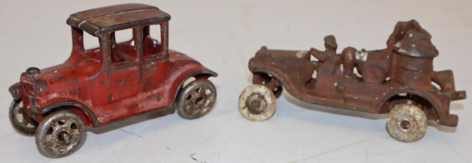 Group of 2 Cast-Iron Toy Car and Fire Truck (1 of 3)