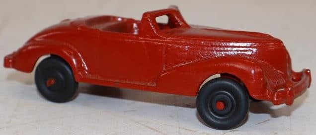 1930s Style Diecast Convertible Toy Car With Rubber Wheels: 1.75x4.75x1.5, Appears to Be Repainted