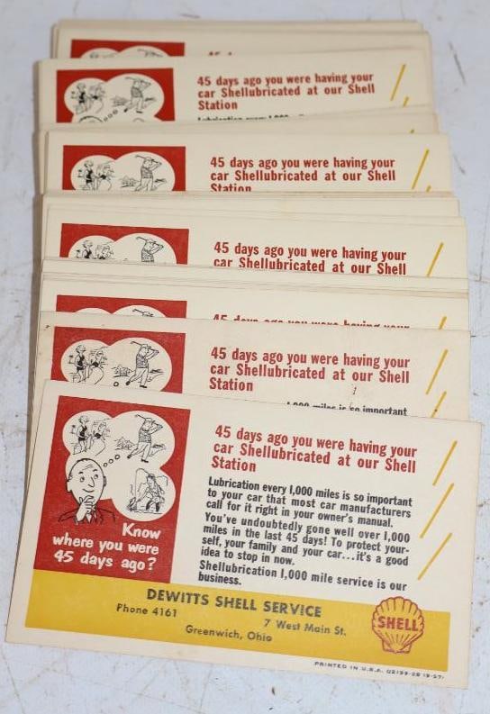 1920s Group of 127 Shell Service Station Reminder Post Cards: 5.5x3.25 Each