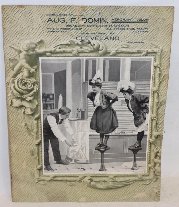 1907 AUG. F. DOMIN. Merchant Tailer Heavy Cardstock Advertising Sign: 10x13