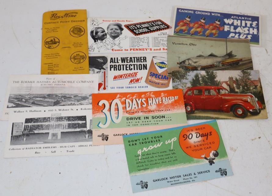 Group of 10 Chrysler Pontiac Atlantic Sunoco And Other Advertising Post Cards and Ink Blotter (1 of 6)