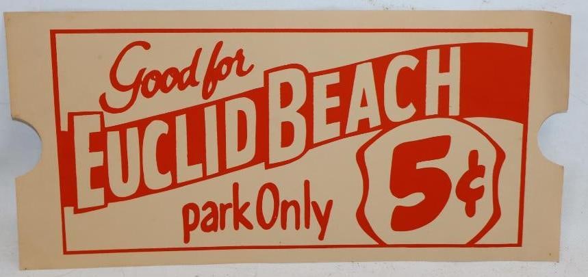 Euclid Beach Parking 5 cent Cardstock Advertising Sign (1 of 2)