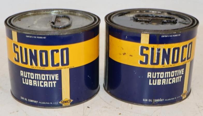 Group of 2 Sunoco 5 lb Automotive Grease Cans (1 of 2)