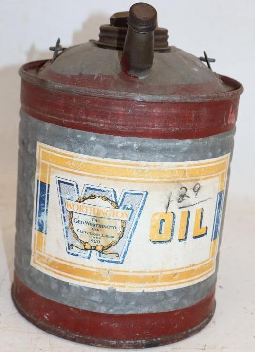 Worthington One Gallon Galvanized Oil Can with Paper Label (1 of 12)