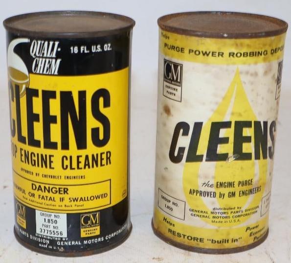 Group of 2 GM Cleens Top Engine Cleaner Oil Cans (1 of 2)