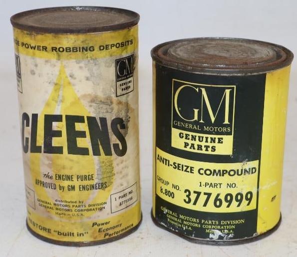 Group of 2 GM Cleens and Anti Sludge Compound 16oz Cans: Both are full. Both have paper labels. 16oz each