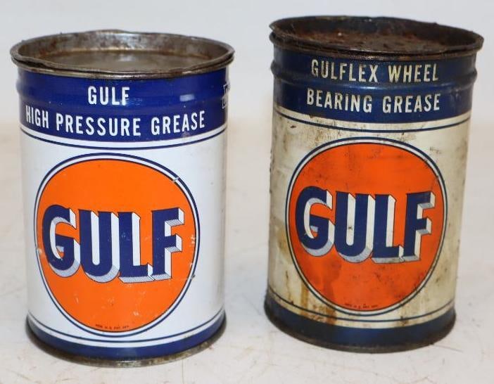 Group of 2 Gulf One Pound Grease Cans (1 of 2)