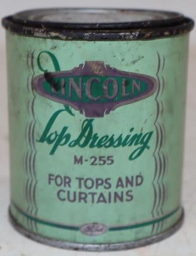 Lincoln Motor Company Top Dressing Half Pint Metal Can: 8oz