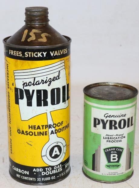 Group of 2 Pyroil Metal One Quart, and 12 Ounce Oil Cans (1 of 2)