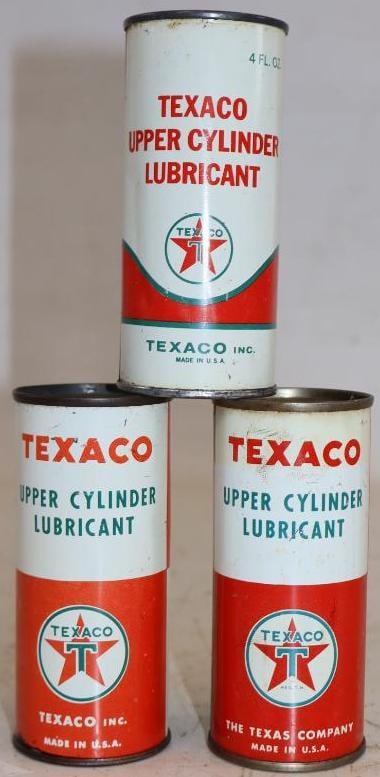 Group of 3 Texaco Upper Cylinder Lubricant Oil Cans (1 of 2)