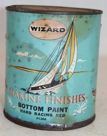 Graphic Wizard Marine Finishes by Western Auto Advertising Paint Can: Can is full. Can has a paper label. 32oz