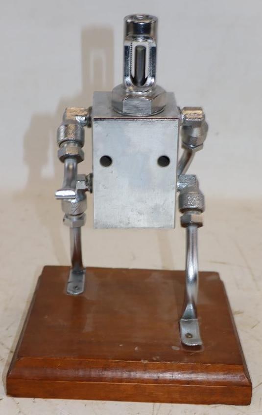 Farval Pipe Fittings Parts Sculpture Mounted on Wood Base (1 of 3)